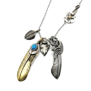 Goros Silver Feather Charm DIY Necklace Japan Fashion Necklaces Gift for BF