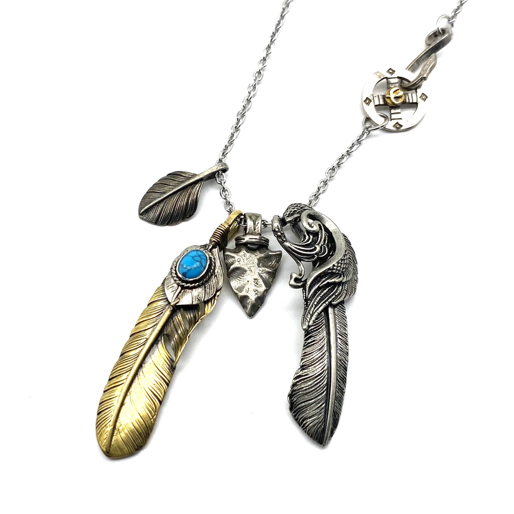 Goros Silver Feather Charm DIY Necklace Japan Fashion Necklaces