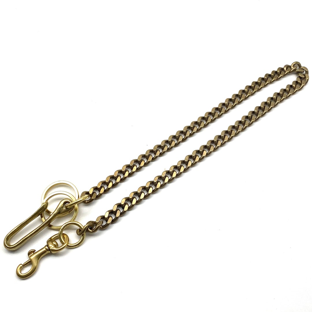 Solid Brass Curb Chain for Wallets,fish Hook&snap Clasp Finish Biker ...