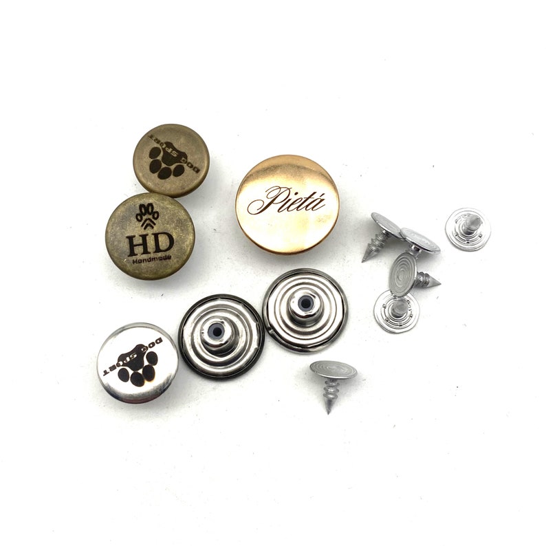 15/17/20mm Jeans Button Pin Customized Logo/Text Denim Button Replacement Personalised Brand Clothing Buttons image 6