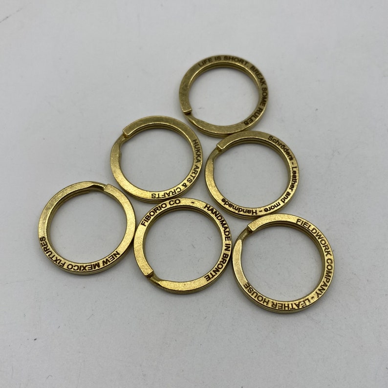 30mm Premium Brass Keyring Customized Engraving Key Ring Personalised Text Logo,Leather Keychain Rings,Leather Craft Hardwares image 5