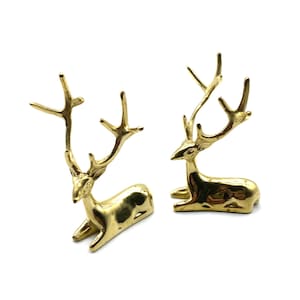 Brass Fawn Drawer Knobs Wood Cabinet Pull Handle