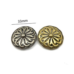 Brass Concho Rivets,Flower Concho,Brass&Silver Color,Screw Back Button for Leather