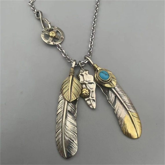 Goros Silver Feather Charm Necklace Japan Fashion Necklaces Gift