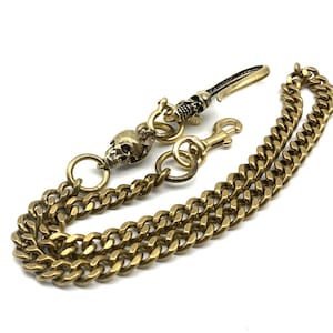 Handgefertigte Schädel Haken Messing Brieftasche Kette, Herren Gürtel Halter Schlüsselbund