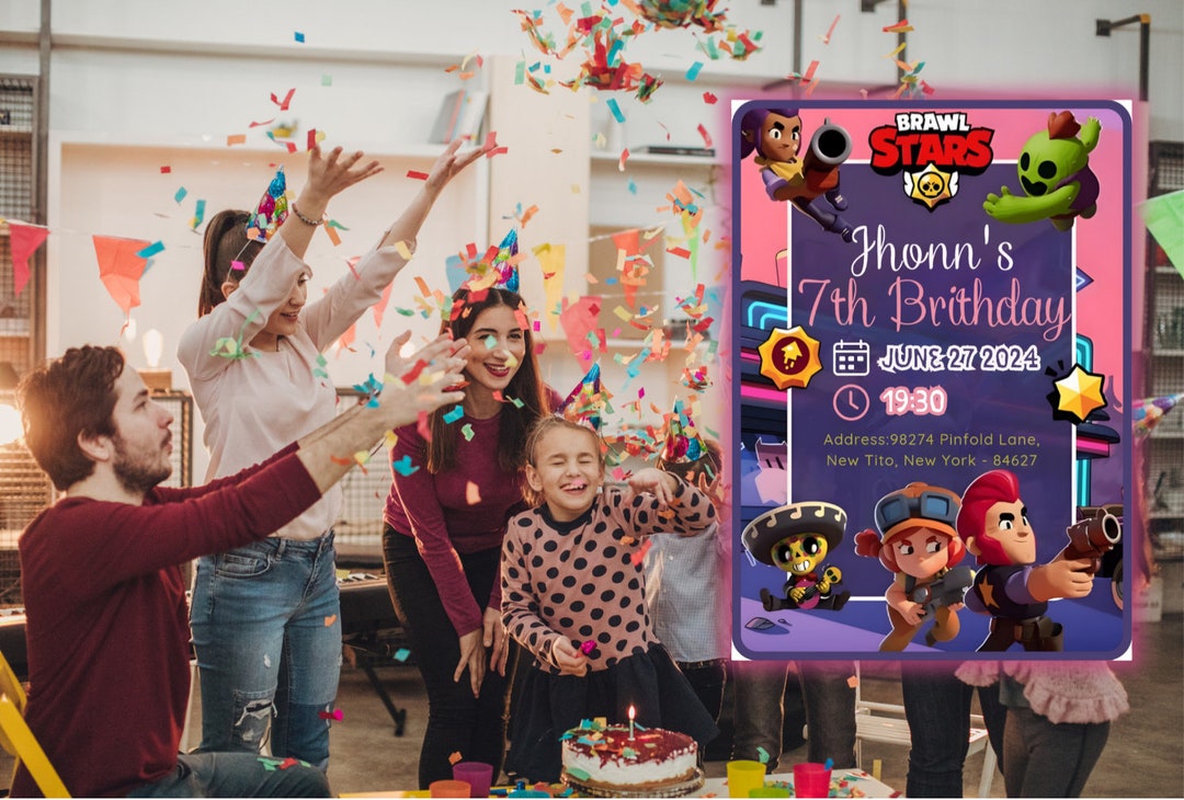 Brawl Stars Birthday Invitation Editable Canva Template - Etsy