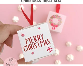 Christmas Treat Box Digital Download, Favor Box, Christmas SVG download, Christmas Digital File, Christmas Tree Hanging DIY, Christmas craft