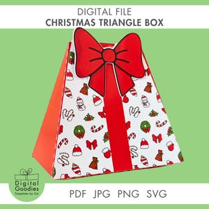 Christmas triangle box, gift box SVG, box digital download, favor box SVG for silhouette, candy box template, DIY Christmas ornament