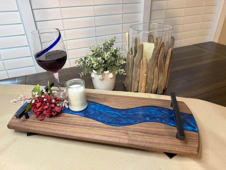 Walnut Wood with Pacific Blue Epoxy