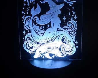 Personalized Diamond Etched Acrylic LED Night Light: Custom Table Lamp