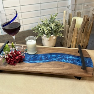Walnut Wood with Pacific Blue and Pearl White Epoxy