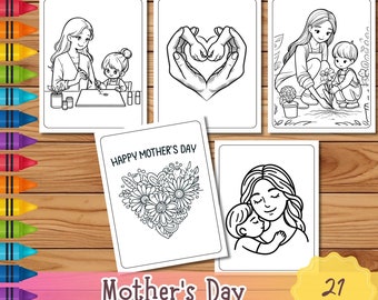 Mother's Day Coloring Pages, Kids Activity (PDF Download)