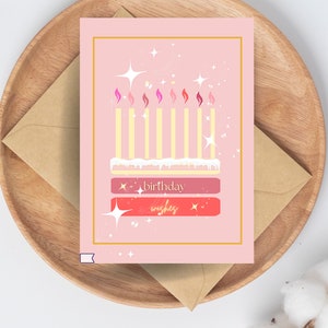 Printable Birthday Cards for Teenagers, Birthday Girl, Printable Cake Birthday Card, Instant ...