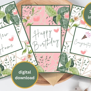 set of 3 greeting cards, 3 digital card bundle, 3 printable cards, greeting card mix, mix of 3 cards