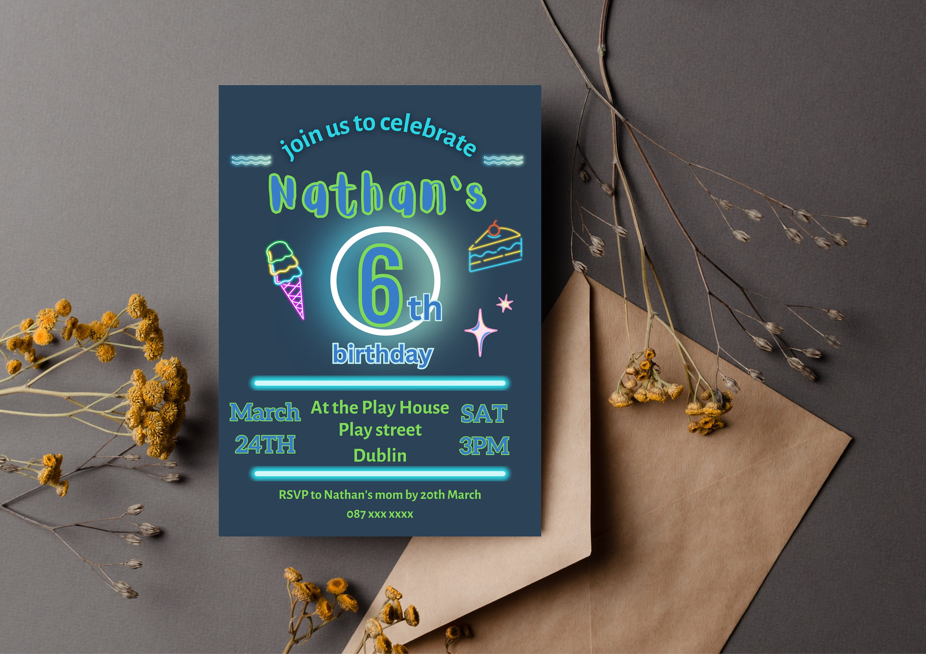 6th Birthday Invitation Boy Birthday Invites Little Man Instant