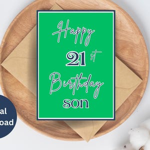 Cartão de aniversário de 21 anos para menino, Cartão de aniversário de 21 anos, Cartão de aniversário de 21 anos, Presente de aniversário de 21 anos para menino, Cartão de aniversário de 21 anos para filho