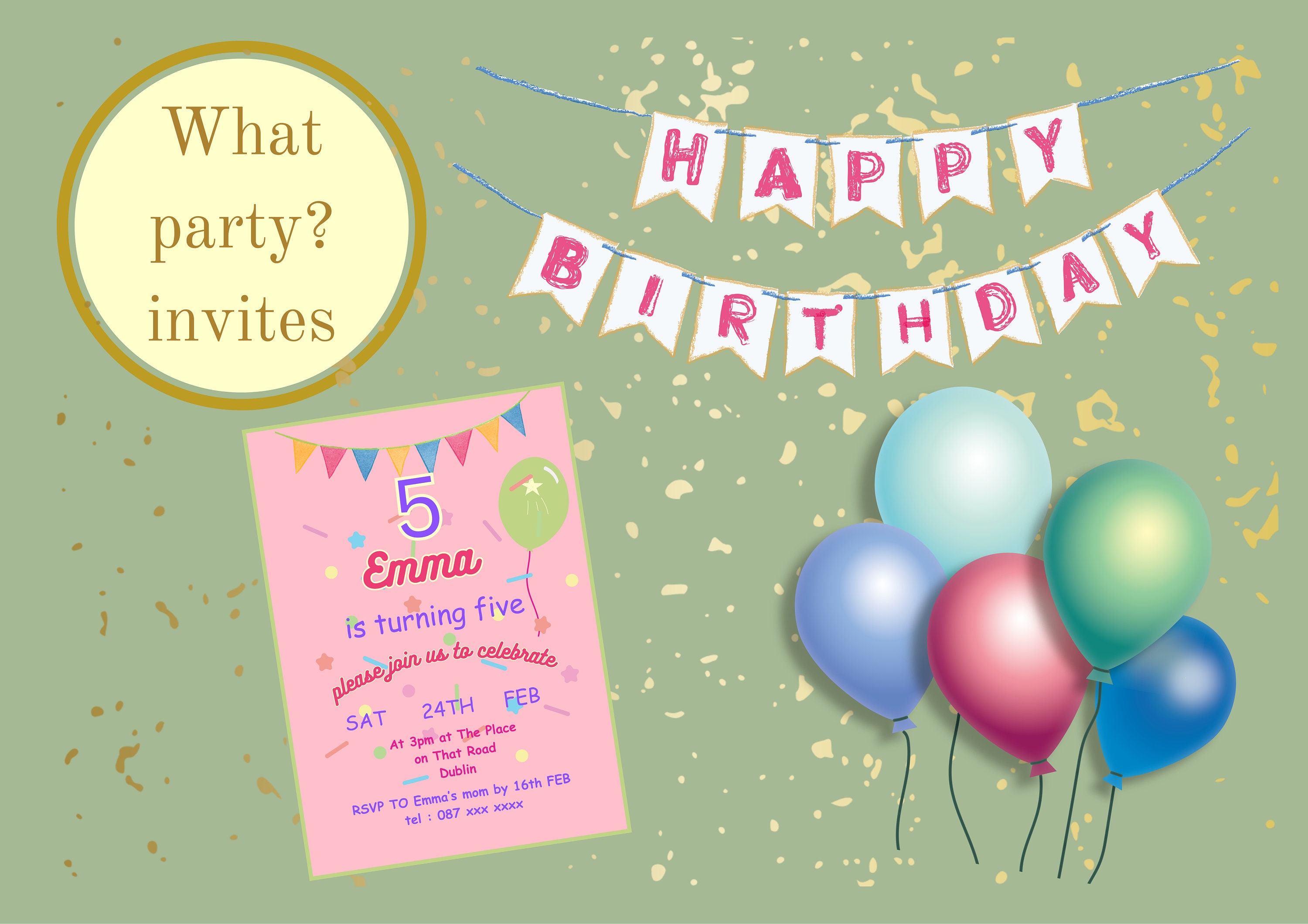 Editable 5th Birthday Invitation Template Pink Birthday Invitation 5th ...