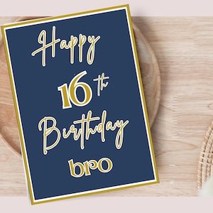 Biglietto di auguri per il compleanno di un ragazzo di 16 anni, biglietti di auguri, biglietto di compleanno stampabile, biglietto di auguri per il 16° compleanno, buon compleanno fratello, biglietto di compleanno per adolescenti,