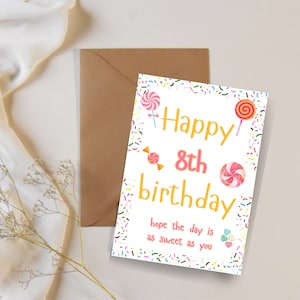 8th birthday card printable, Birthday Printable, Candy birthday card, Instant Download, 8 Years Of Being Awesome