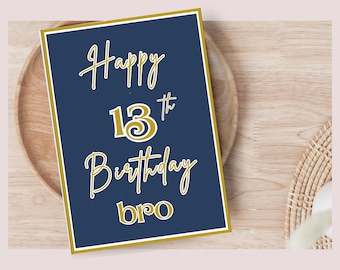 13th birthday card for boy,13Th Birthday, Teenager Card, Born In 2008 Birthday Card, teen birthday card for him, printable 13th card,