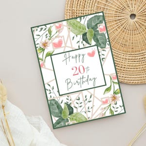 Tarjeta de cumpleaños número 20 para niña, cumpleañera, niña de cumpleaños número 20, hola veinte, tarjeta de cumpleaños número 20, tarjeta de cumpleaños número 20