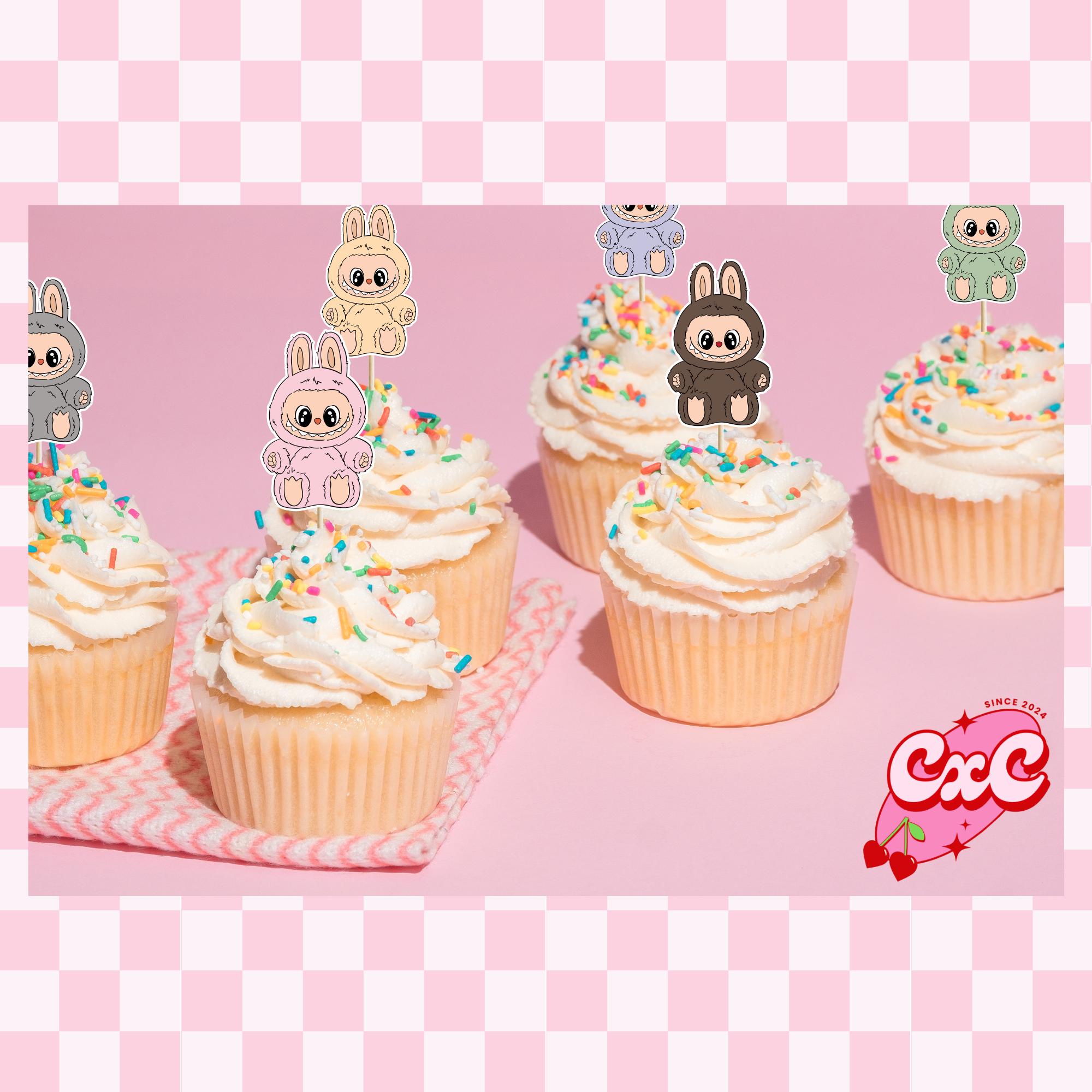 Labubu The Monsters Have A Seat Cupcake Toppers | Birthday Party Cupcake Toppers  | Bouquet Topper | Party Decorations