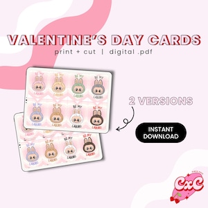 Labubu imprimables pour la Saint-Valentin | Échange de cartes pour la Saint-Valentin pour la classe des enfants | Saint-Valentin