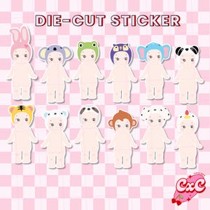 Sonny Angel Animal Series Sticker | Vinyl Water-resistant Die-cut Sticker | Kawaii Trinket Laptop Water Bottle Sticker