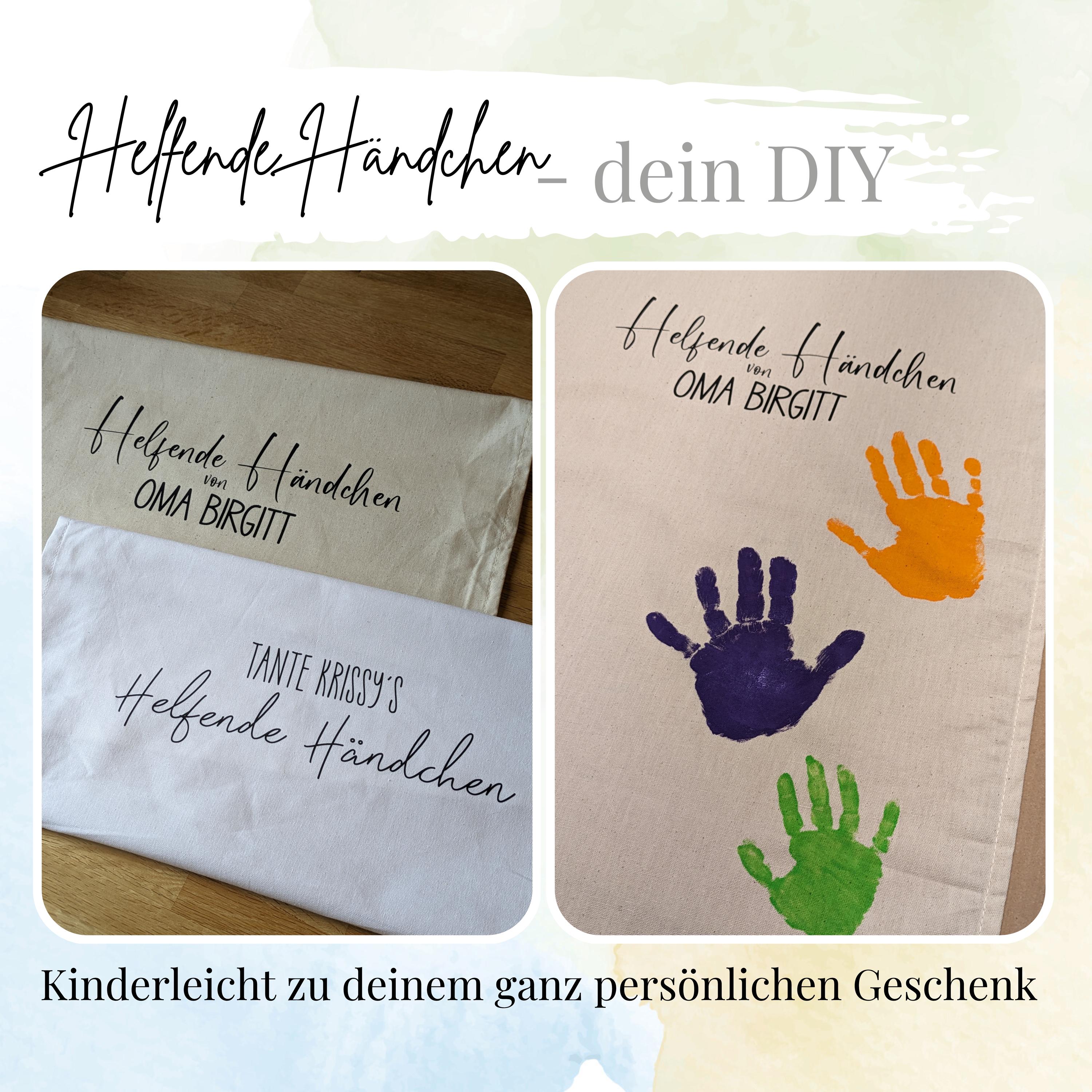 DIY | Geschirrtuch | Helfende Händchen | Geschenkidee | personalisiert | Handabdrücke | Muttertag | Geburtstag | Weihnachten | Vatertag