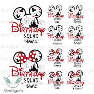 Mouse Birthday Squad Bundle: Custom Family SVG PNG (Digital Download)