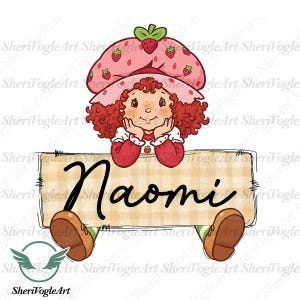 Custom Name Strawberry Characters Png, Berry Sweet Girl Cartoon Kids Png, Coquette Strawberry Png, Cute Cartoon Png Sublimation File