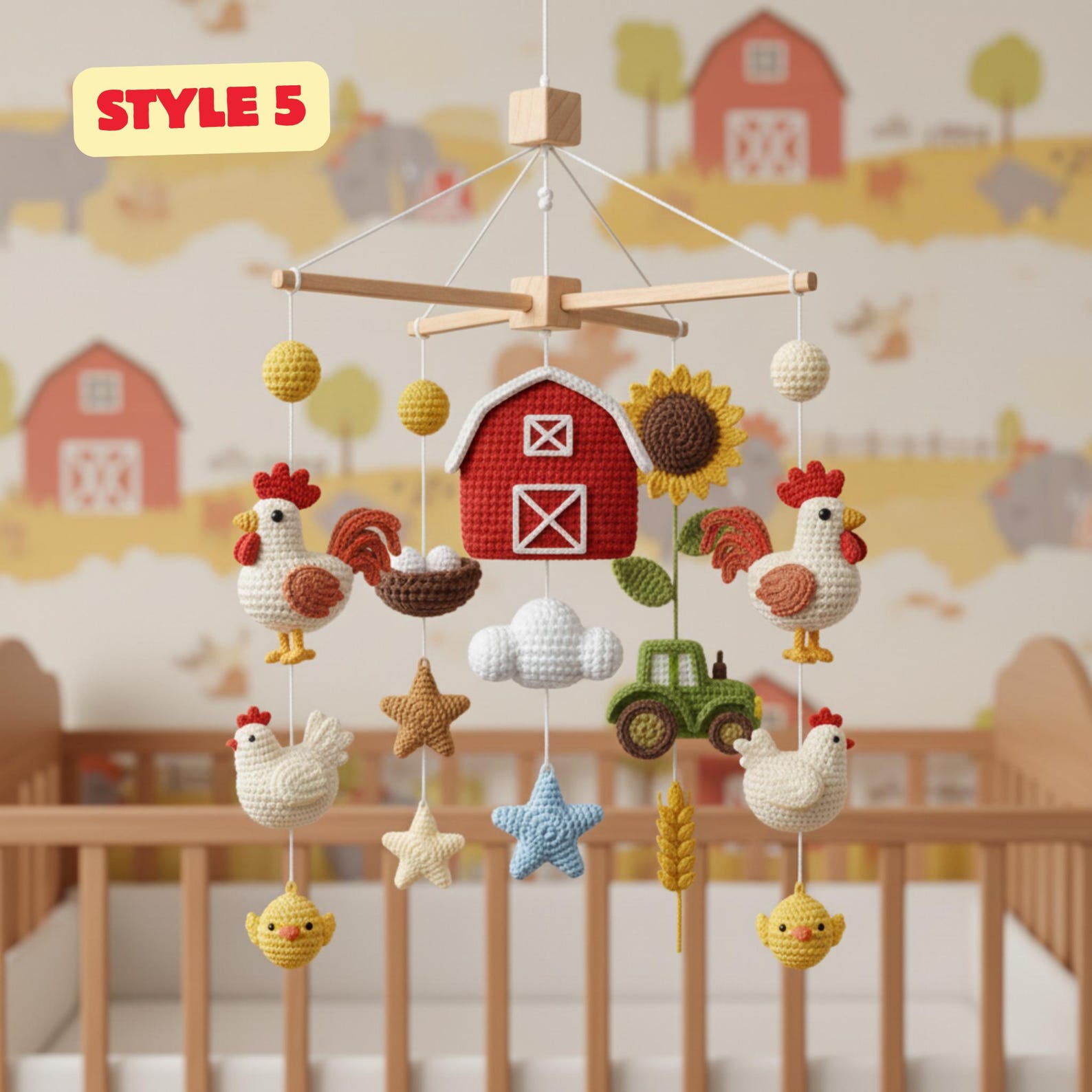 Handmade Crochet Farm Animal Baby Mobile: Custom Nursery Decor - Etsy