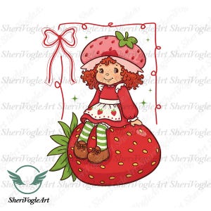 Strawberry Characters Png, Berry Sweet Girl Cartoon Kids Png, Coquette Strawberry Png, Cute Cartoon Png Sublimation File