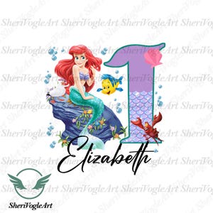 Personalized Princess Mermaid Birthday Girl PNG: Custom Party Shirt Design (Digital Download