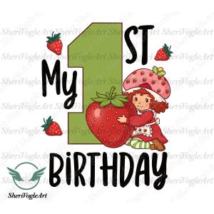 My First Birthday Strawberry Characters Png, Berry Sweet Girl Cartoon Kids Png, Happy Birthday Strawberry Png Download