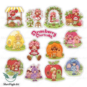 Strawberry Characters Sticker Png, Berry Sweet Girl Cartoon Kids Png, Coquette Strawberry Png, Cute Cartoon Instant Digital Download