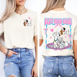 Best Mom Ever PNG, Two-Sided Digital Shirt Design with Dalmatian Mom & Puppies, Cute Retro Dog Art for Mother’s Day Sublimation