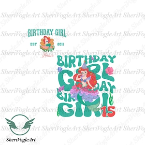 Personalized Princess Mermaid Birthday PNG: Matching Party Shirt Design (Digital Download