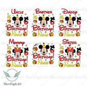 Personalized Birthday Family - Mickey Mouse - SVG PNG Bundle (Digital Download)