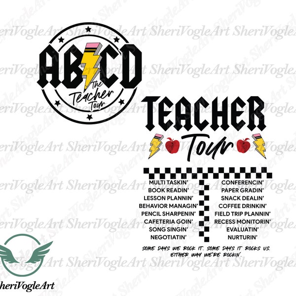 ABCD The Teacher Tour SVG, Teacher Tour Png, Teacher World Tour Png, Rock and Roll Teacher Png Instant Download