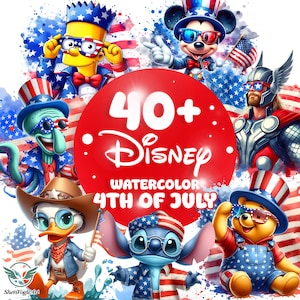 Pacchetto personaggi dei cartoni animati retrò del 4 luglio in formato PNG, 4 luglio in formato PNG, 4 luglio, bandiera americana, giorno dell'indipendenza, castello magico in formato PNG