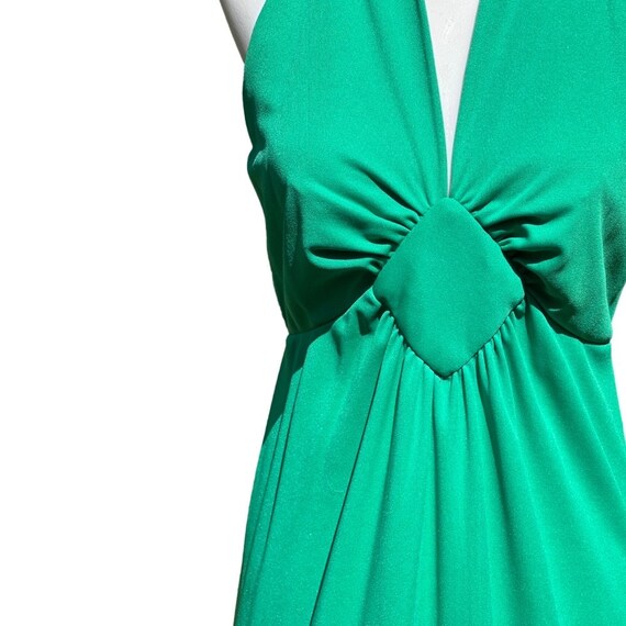 Vintage 70s Emerald Green Halter Maxi Dress - image 2
