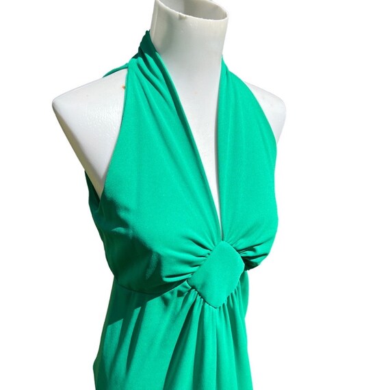 Vintage 70s Emerald Green Halter Maxi Dress - image 6