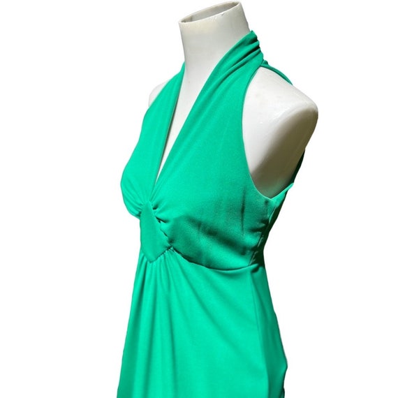 Vintage 70s Emerald Green Halter Maxi Dress - image 5