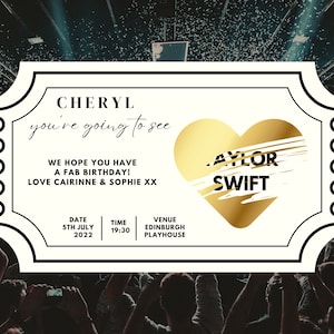 Carte à gratter Révéler Ticket - Or/Argent/Or Rose Coeur - Cadeau Surprise - Concert Spectacle Musical Ticket Anniversaire Anniversaire