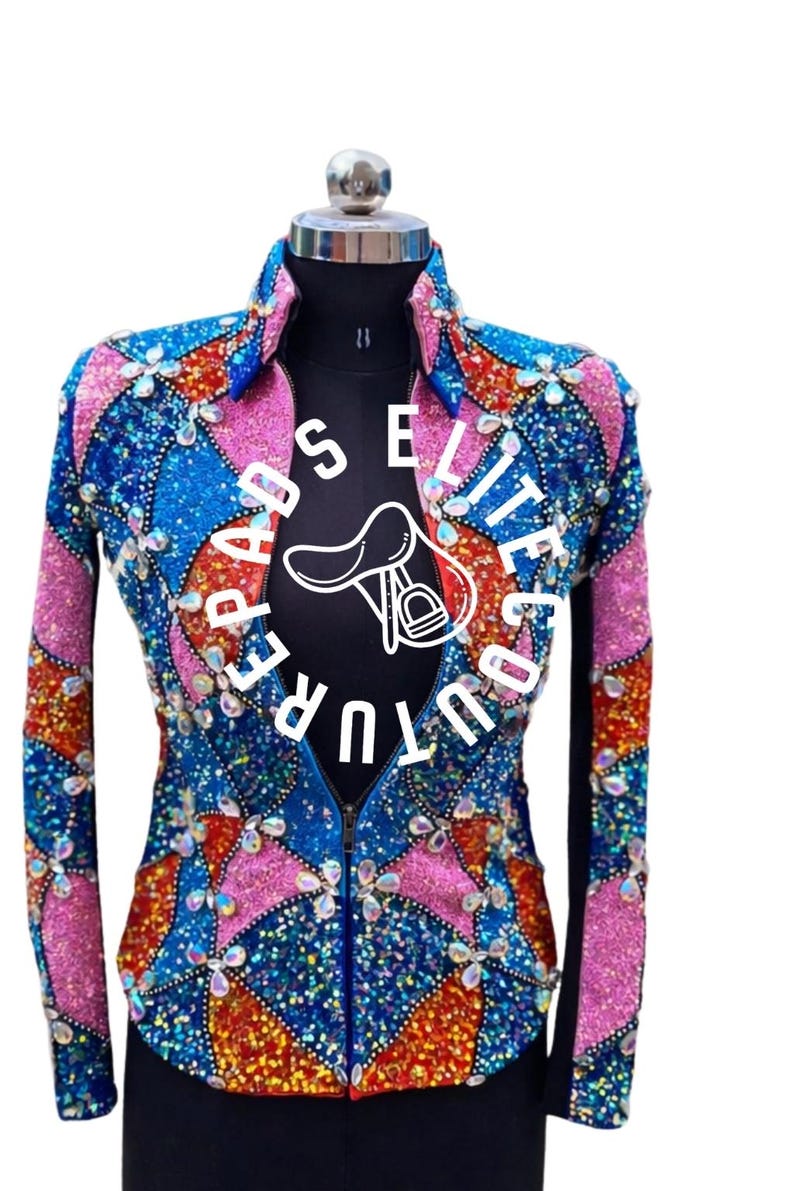 Pink Show Riding Jacket Women’s Western Show Jacket – Blue and Pink Crystal Rhinestone ...