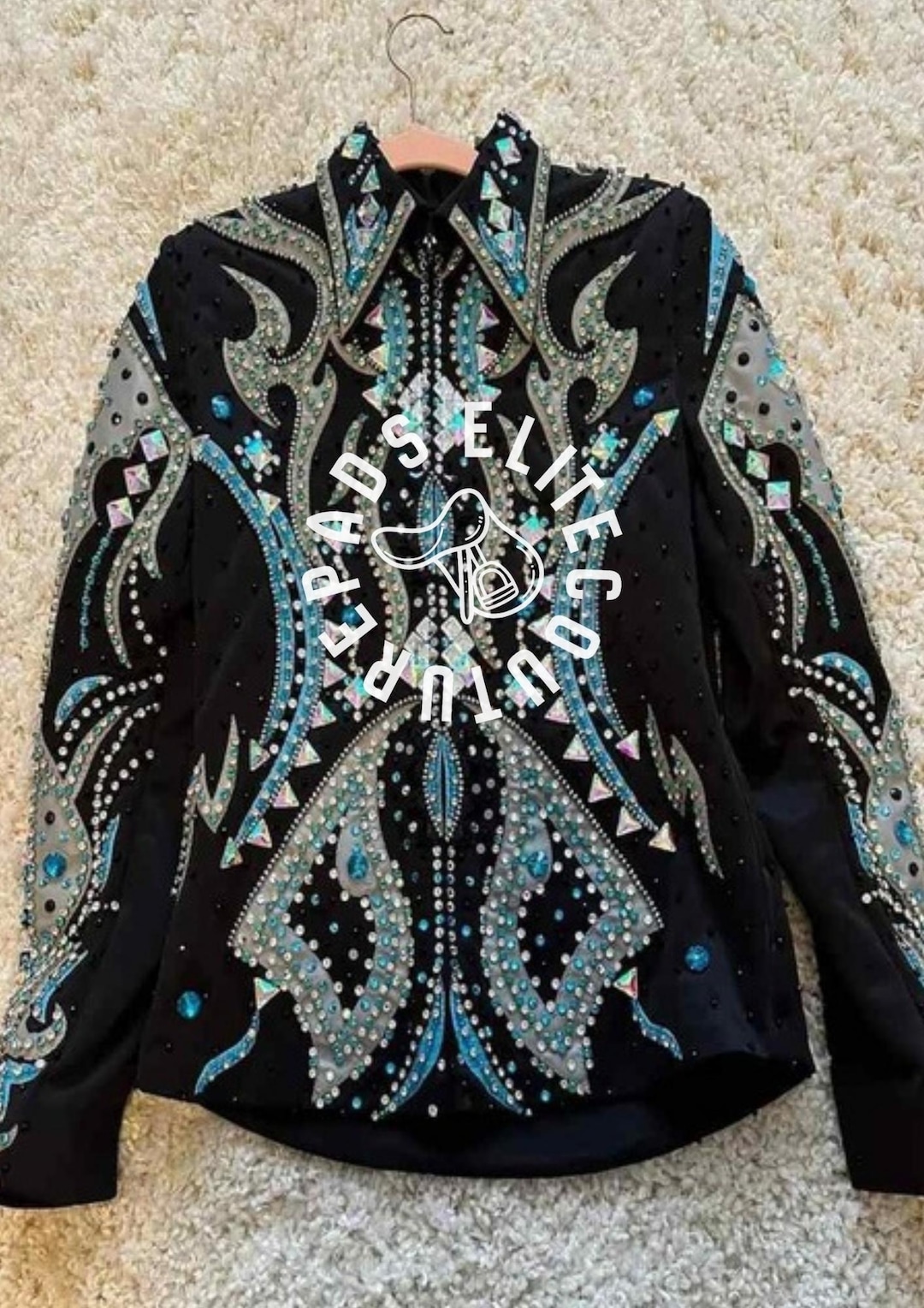 Womens Western Show Jacket Black Turquoise Silver Scroll Rhinestone ...