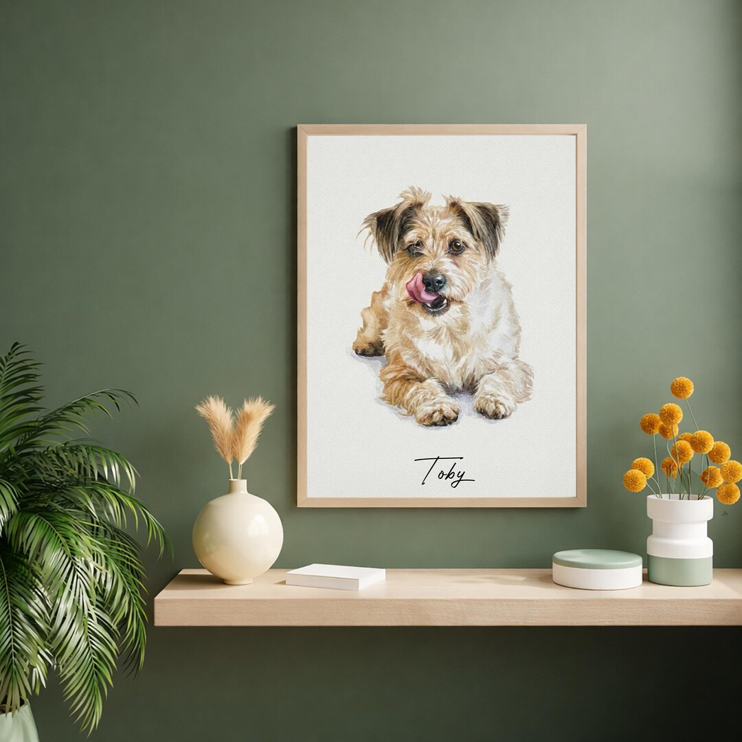 Custom Pet Portrait Watercolor | Personalized Dog or Cat Art | Unique ...