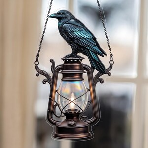 Rabe Auf Laterne Sonnenfänger - Grusel-Deko Für Halloween & Dark Academia