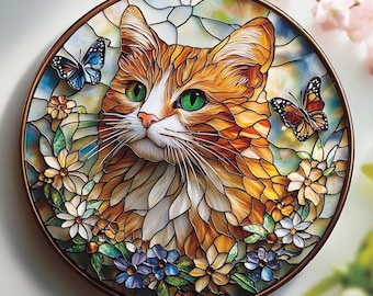Custom Cat Portrait Acrylic Suncatcher, Dog Cat Glass Arts, Pet Window Hangings, Cat Portrait From Photo, Pet Ornament, Pet Lover Gifts
